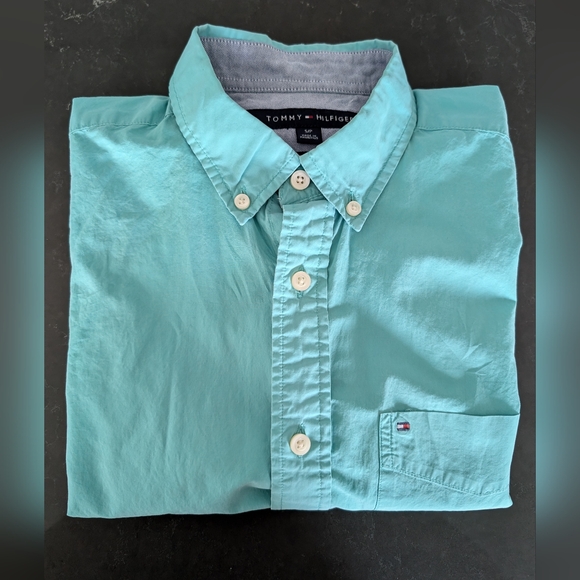 Tommy Hilfiger Short Sleeve Blue Shirt - Picture 3 of 8